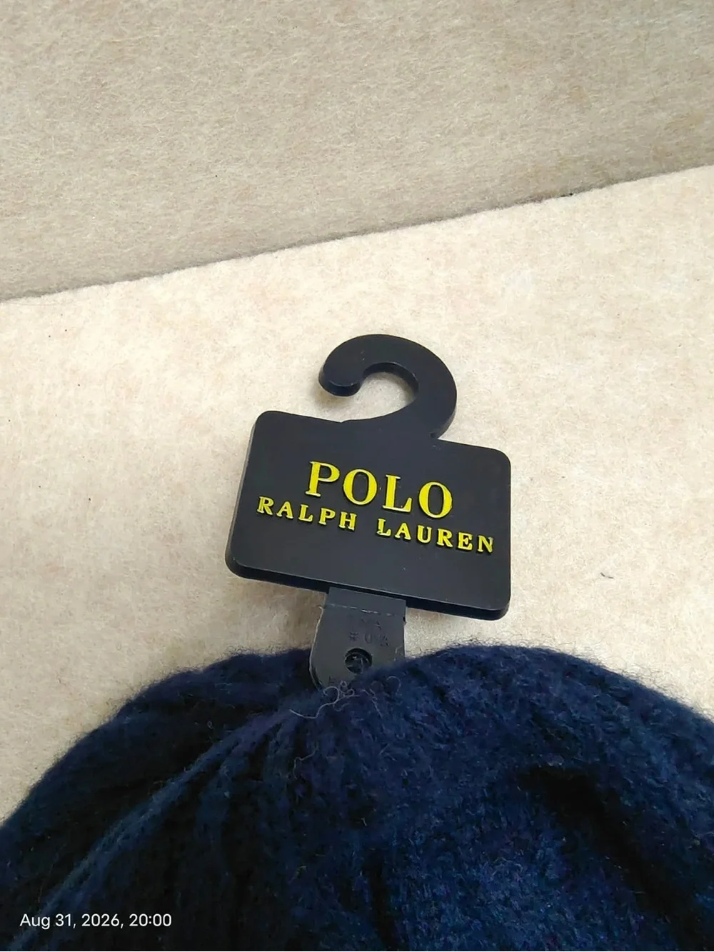 NWOT Polo Ralph Lauren Merino Wool Blend Beanie Navy BLUE Red PONY ONE SIZE